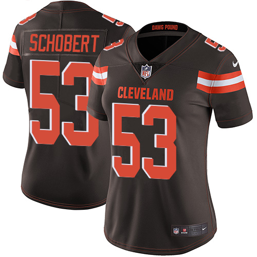 Nike Browns #53 Joe Schobert Brown Team Color Women's Stitched NFL Vapor Untouchable Limited Jersey - Click Image to Close